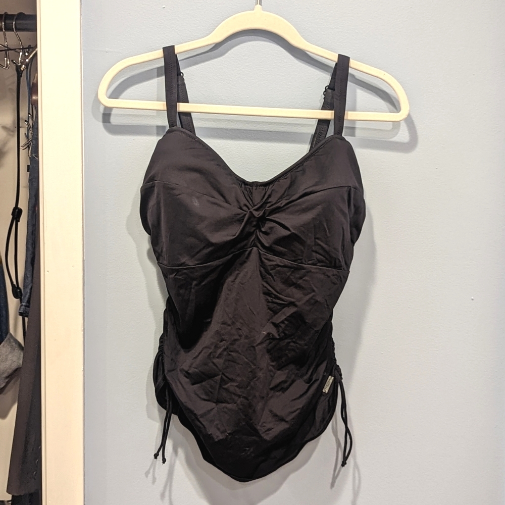 FINAL PRICE FANTASIE Black Versailles Shaping Tankini Adjustable Top US 32I